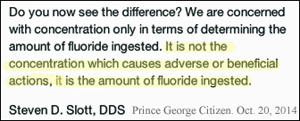 Amount of fluoride, not concentration