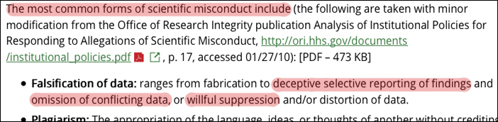 Falsification of data