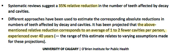 Benefit: 2 cavities in 40 years